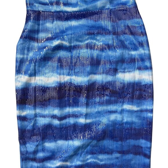 Runaway The Label Malibu Allover Sequin Midi Dress‎ Ocean Blue Size XXL - Picture 4 of 14